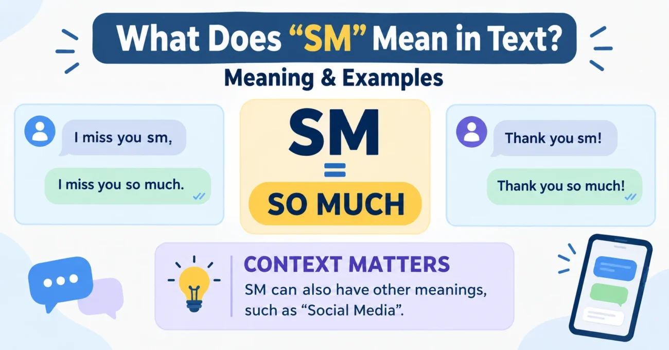 SM meaning in text with examples showing that SM commonly means so much