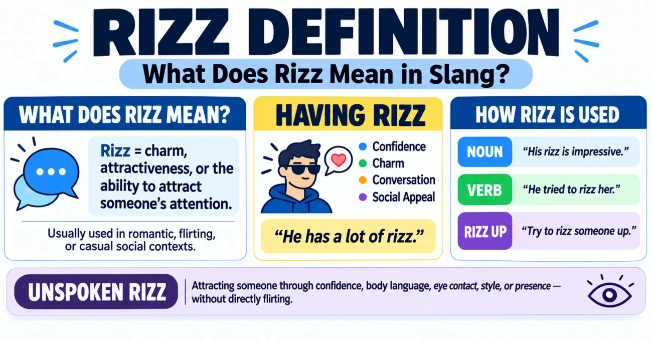 Rizz definition explained with meaning, usage, rizz up, and unspoken rizz