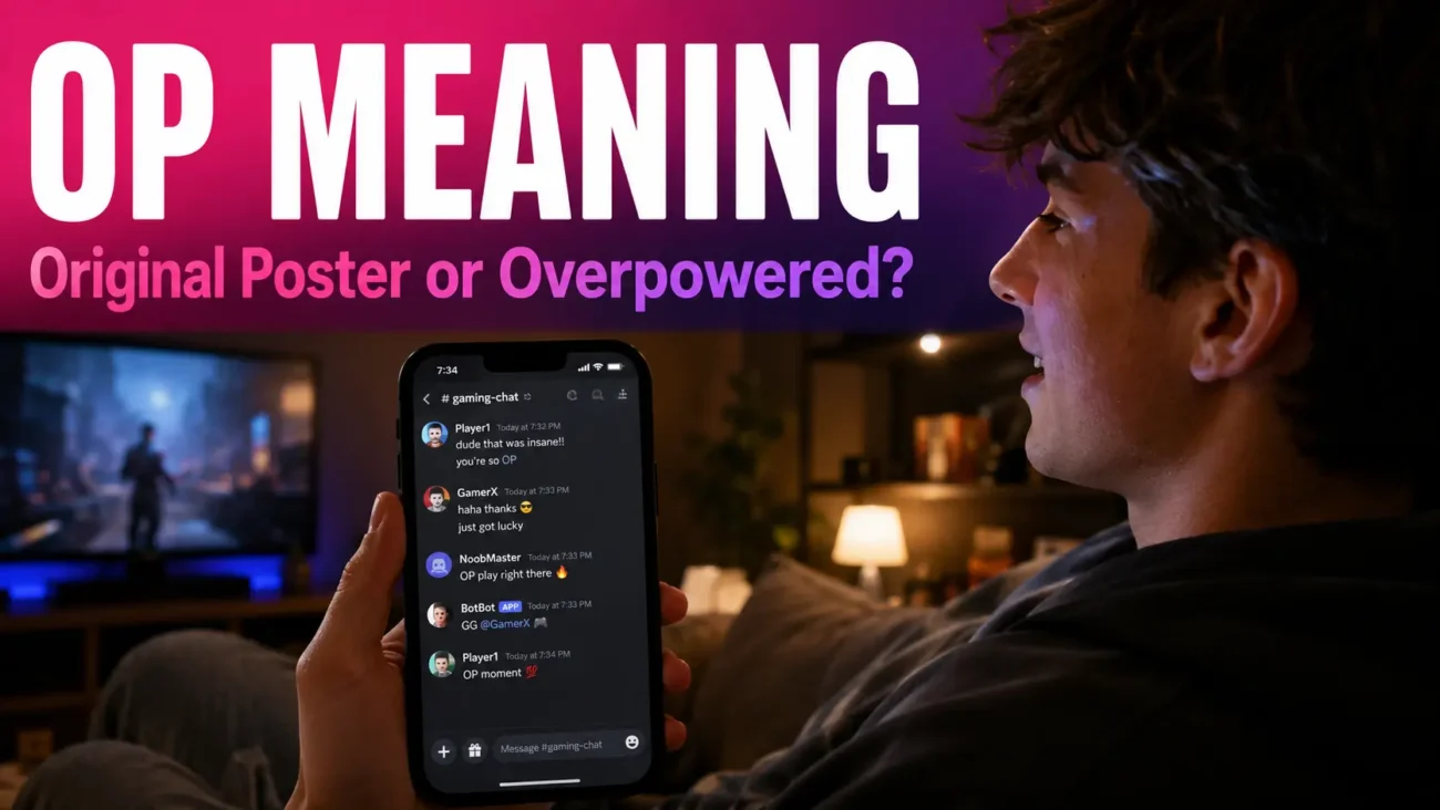 OP Meaning explained as Original Poster or Overpowered in a gaming Discord chat