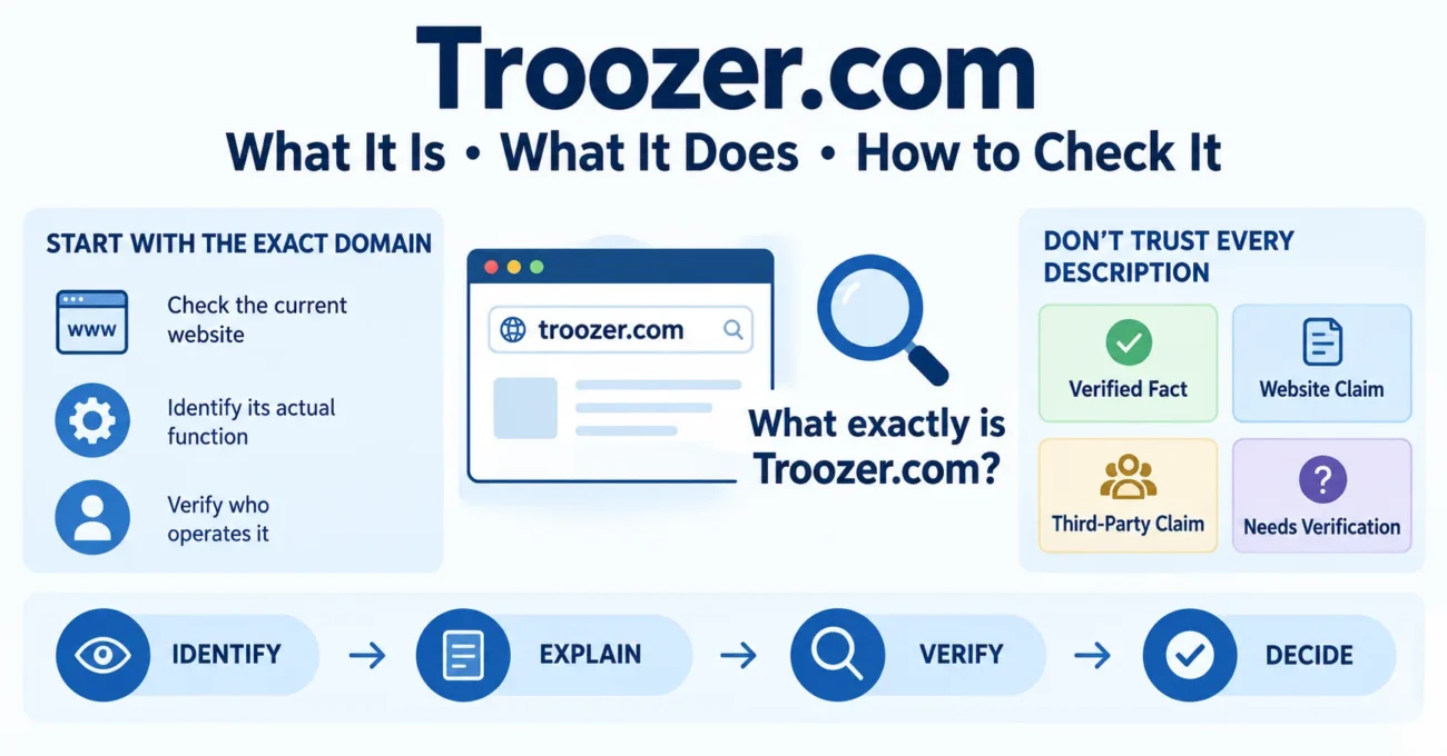 Troozer com explained with website identity, verification, and safety checks