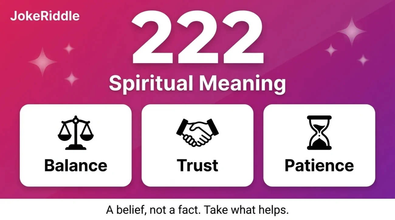 222 spiritual meaning graphic showing balance, trust, and patience