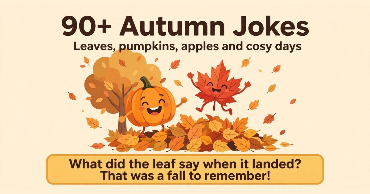 Autumn jokes collection with funny fall jokes about leaves, pumpkins and cosy days