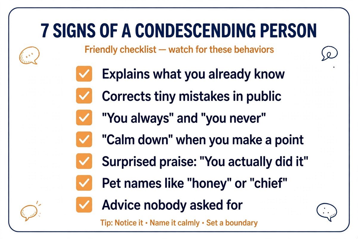 Signs of a condescending person: a seven-point checklist that unpacks the condescending meaning in daily talk