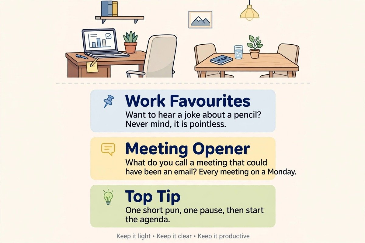 Dad jokes for adults about work and meetings with office one-liners