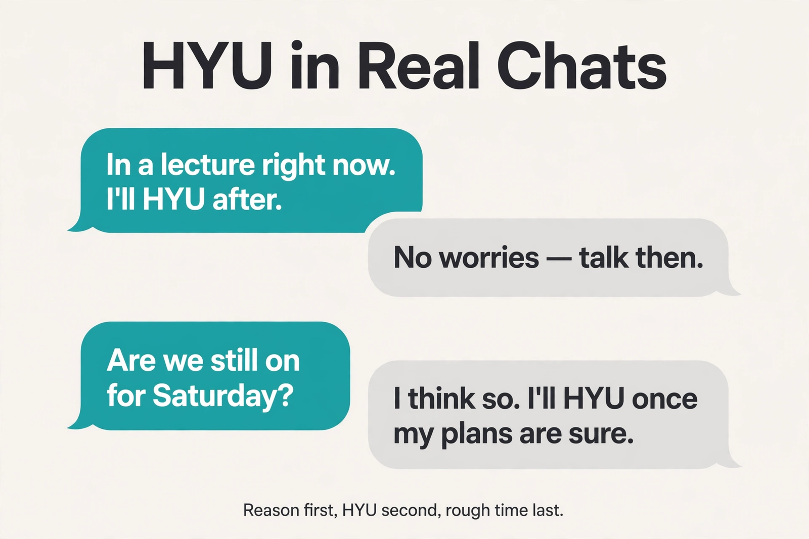 Chat examples showing how to use HYU, short for