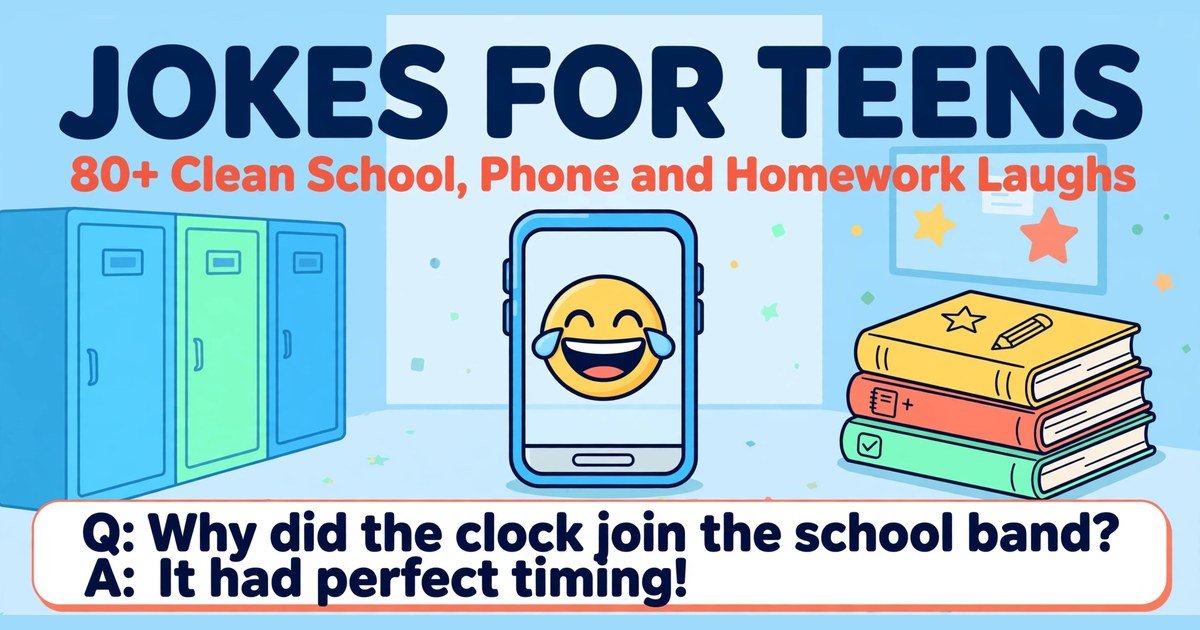 Jokes for teens collection with clean school, phone and homework laughs for group chats