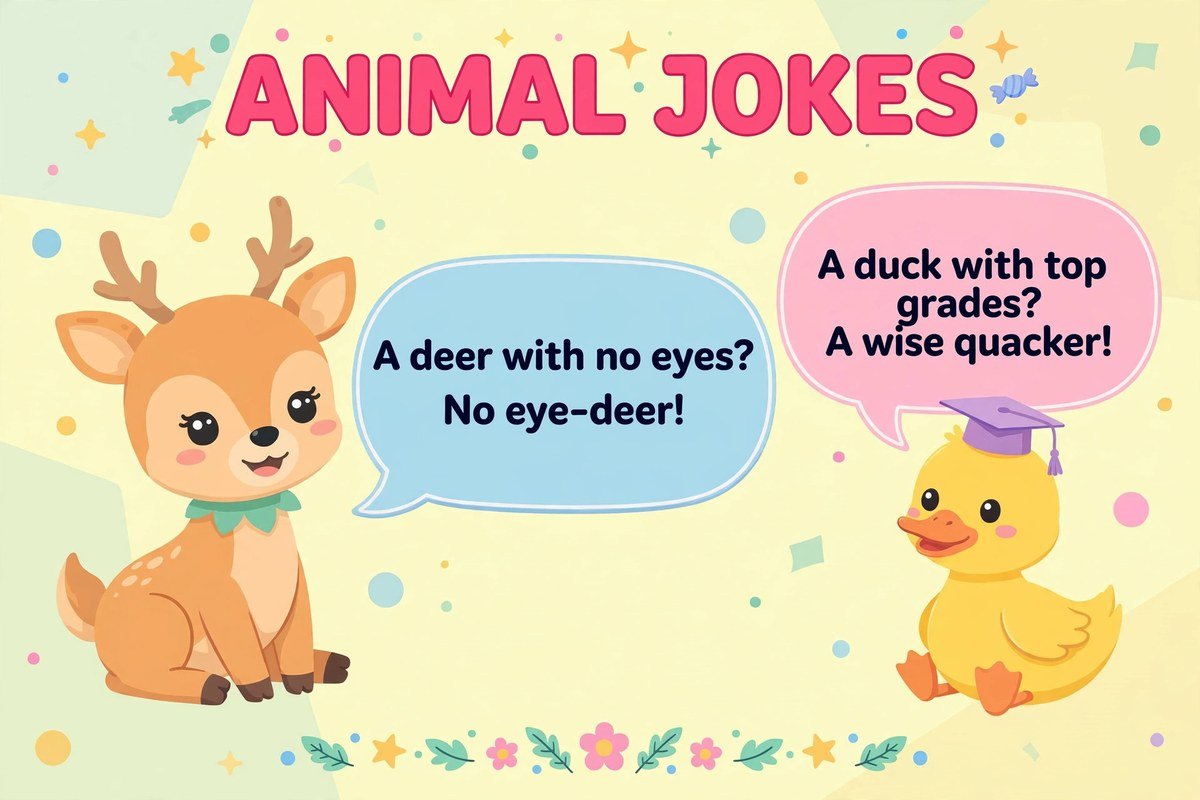 Funny animal Laffy Taffy jokes with a deer with no eyes and a wise quacker duck