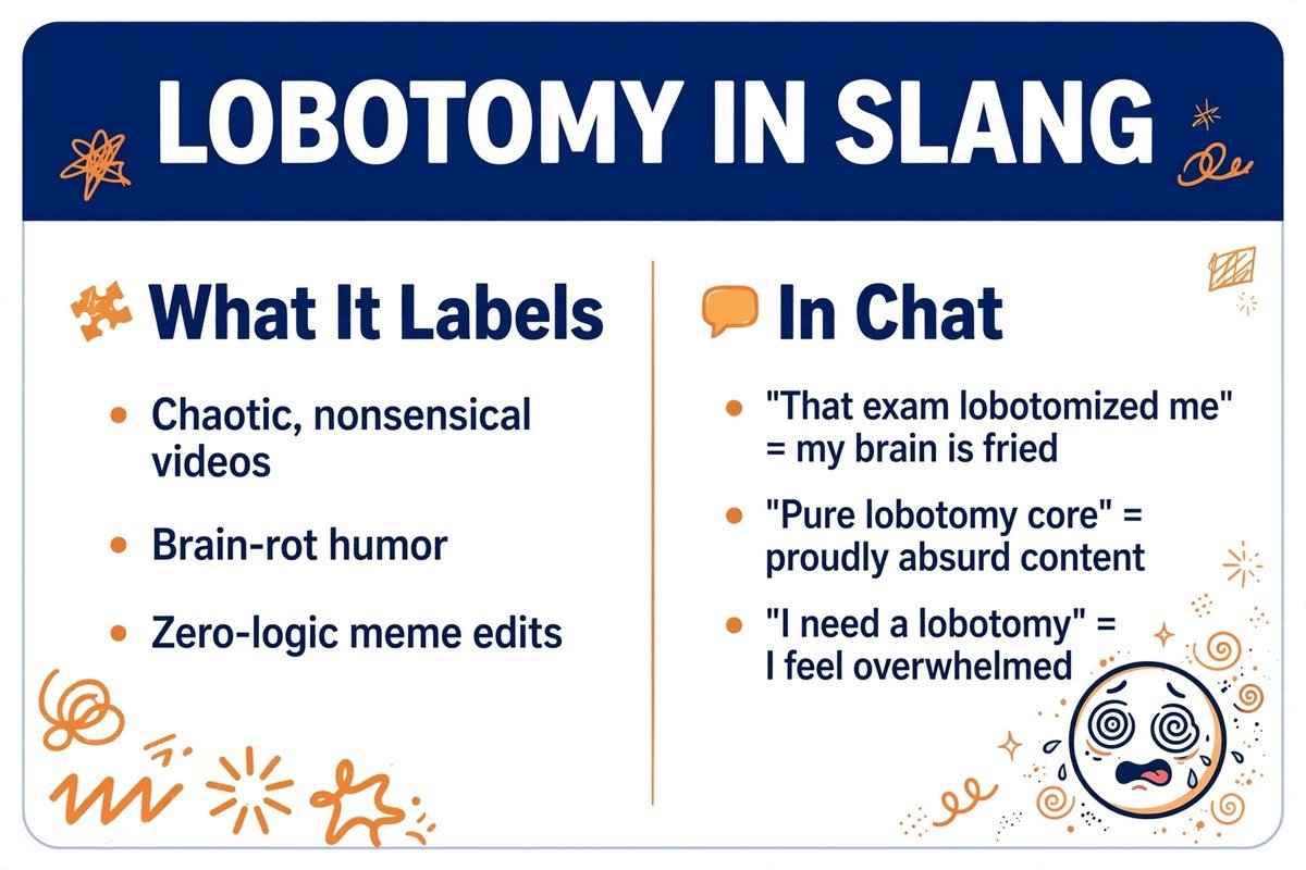 Lobotomy meaning in slang: chaotic videos, brain-rot humor, and chat phrases explained