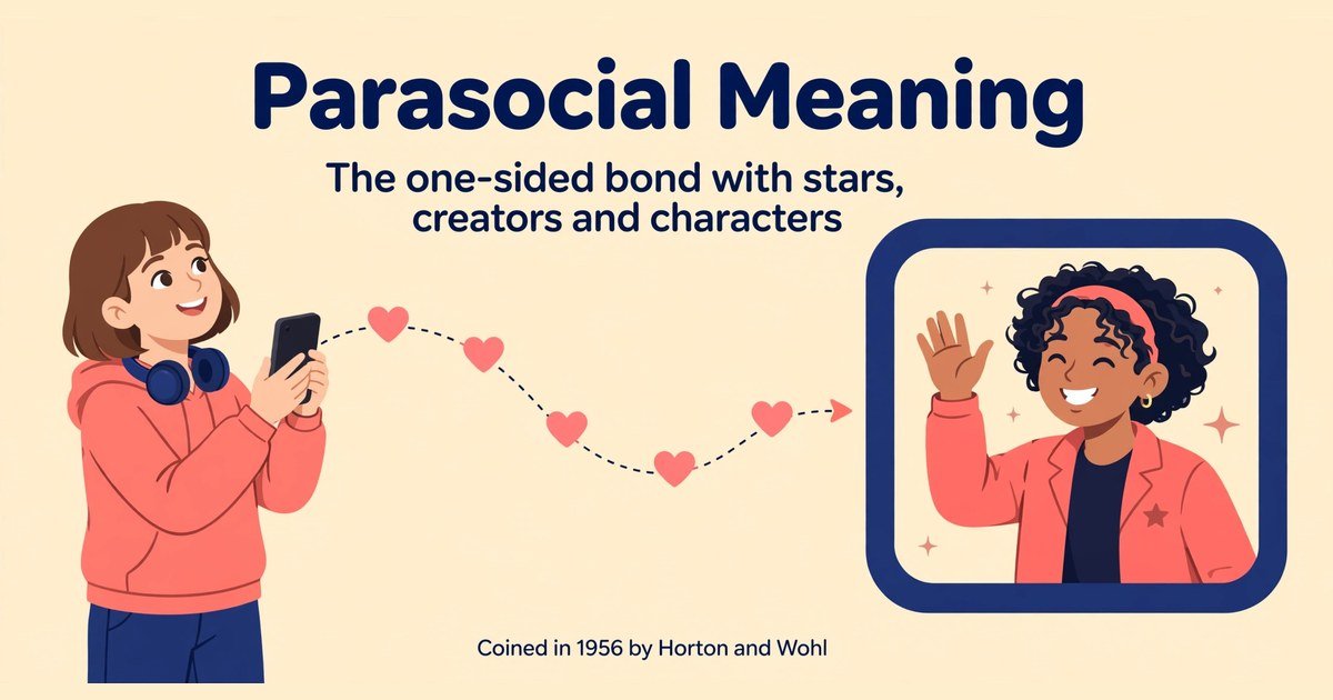 Parasocial meaning explained: a fan feeling a one-sided bond with a star on a screen