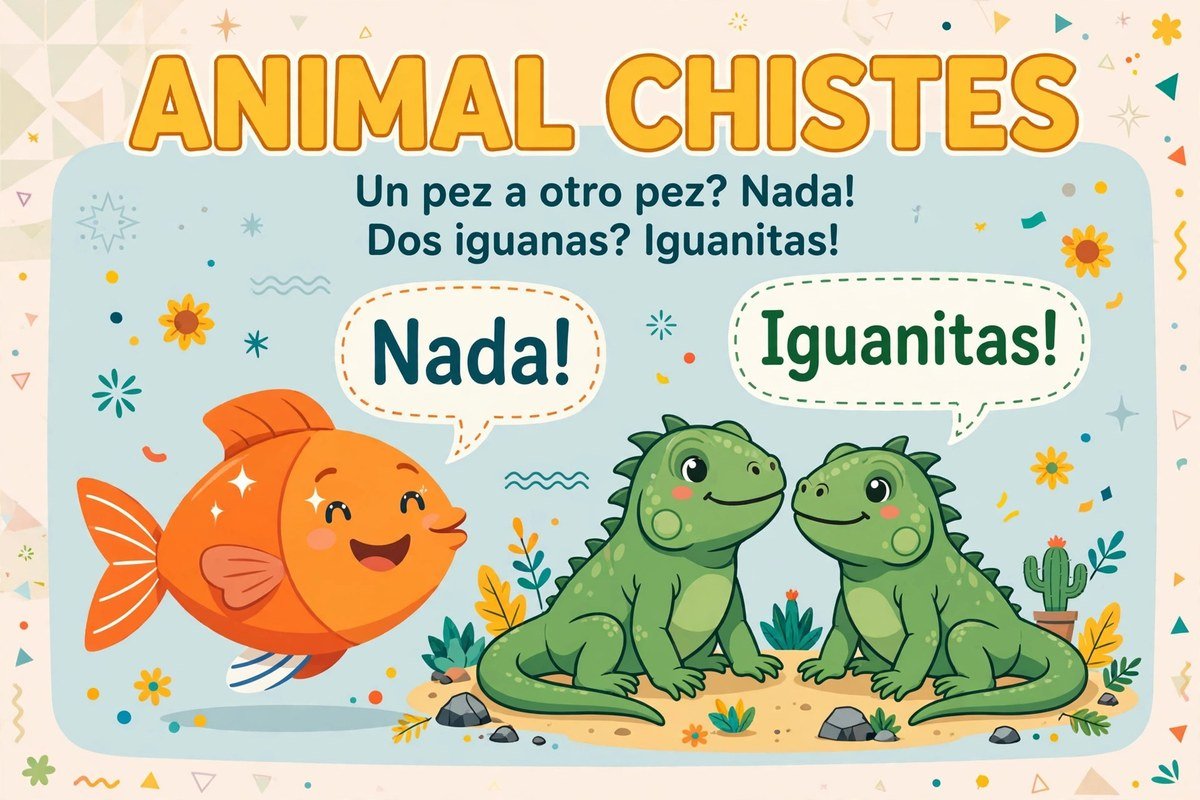 Animal Spanish jokes in Spanish with a fish that answers nada and two iguanas
