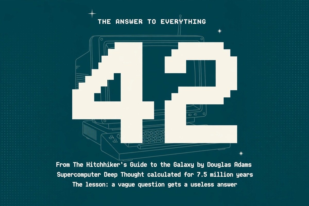 The number 42, the famous joke answer to the meaning of life from Douglas Adams's Hitchhiker's Guide